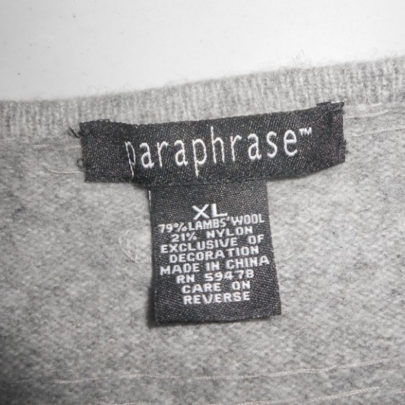 Paraphrase Grey Lambswool Blend Beaded Cardigan XL - Picture 7 of 7